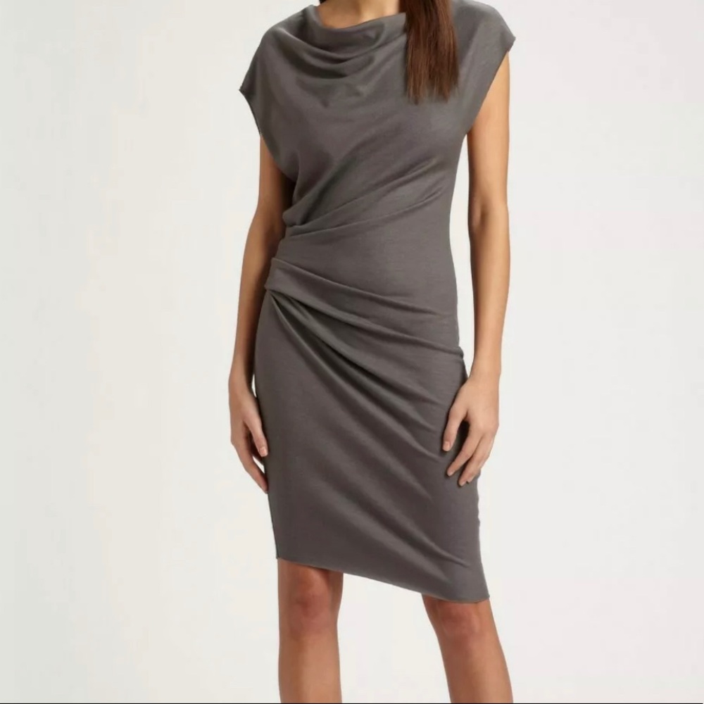 Helmut Lang Asymmetrical Merino Wool Dress Sz S